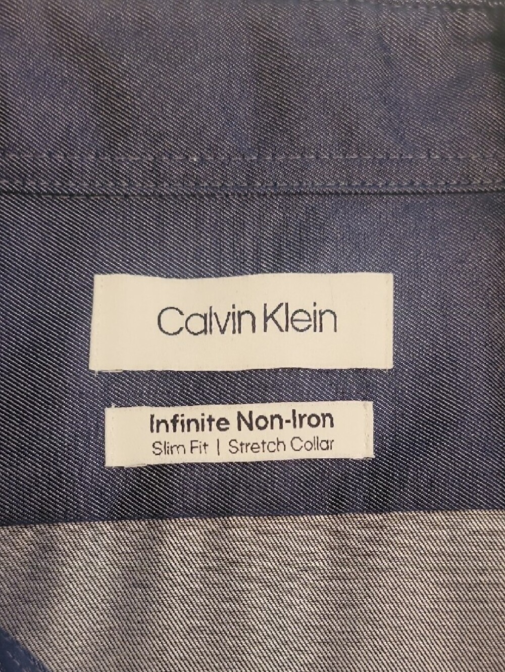 Calvin Klein Men's Navy Blue Dress Shirt - Long Sleeve - Picture 2 of 5